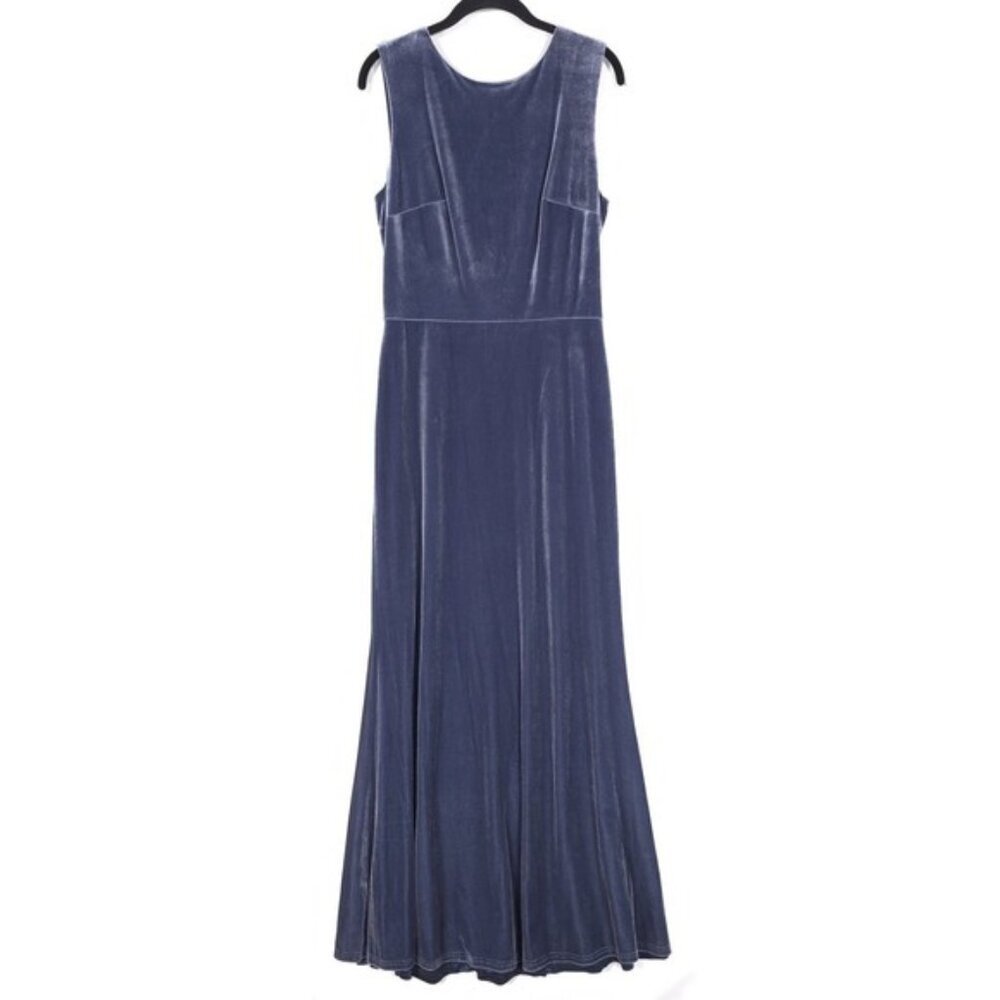 REVELRY Women's‎ Velvet Maxi Dress Size 10 Blue Gray Back Cutout Sleeveless